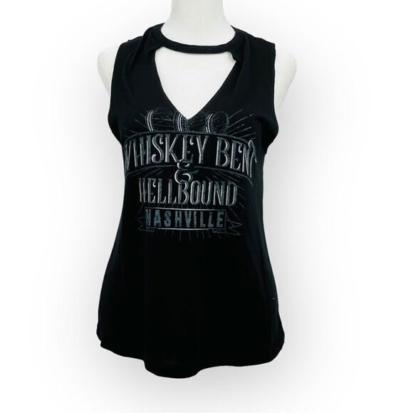 Bella Canvas Flowy Collection Graphic Tank Nashville Whiskey Bent in Black Sz. S - Picture 1 of 6
